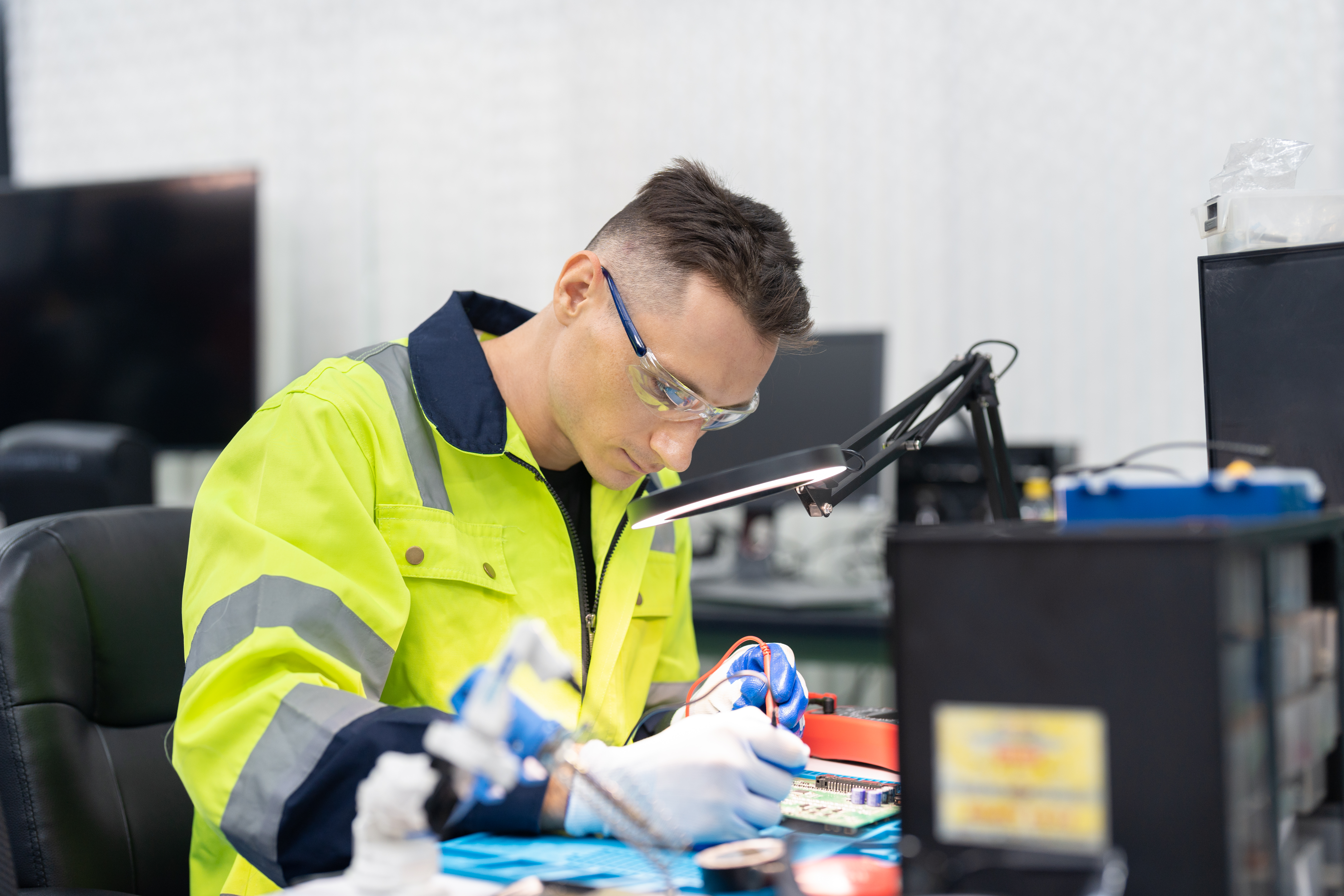 Technician preparing electronic components for OEM and ODM appliances